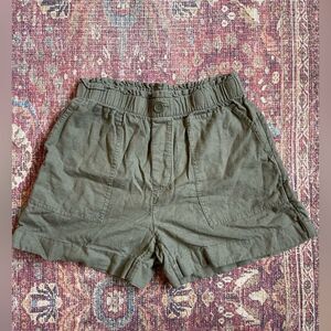 LOFT outlet Small Green Linen Blend Shorts Elastic Waist Lightweight